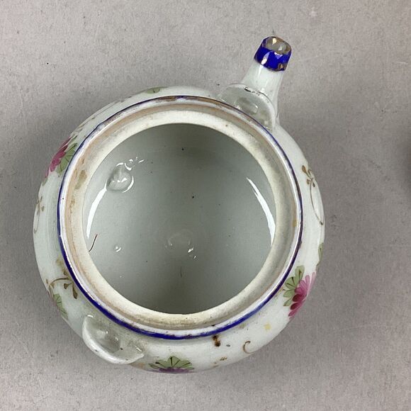 Vintage Porcelain Hand Painted Floral Teapot - 3”Hx4”L - Picture 9 of 11